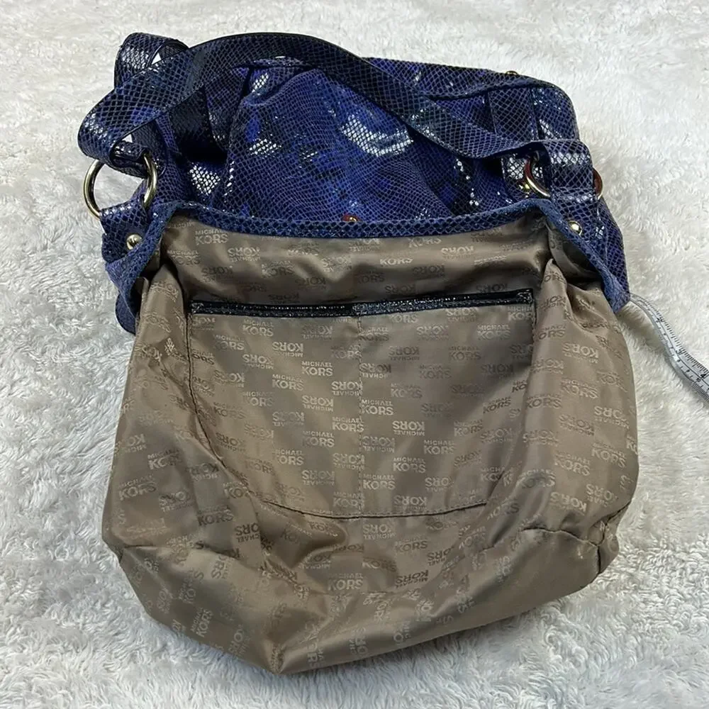 Michael Kors Brimfield python blue snakeskin shoulder bag hobo purse,‎ large